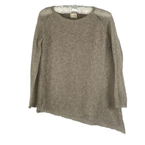 Lara Knit Light Sweater Women's S Brown Kid Mohair Wool Pullover Lined